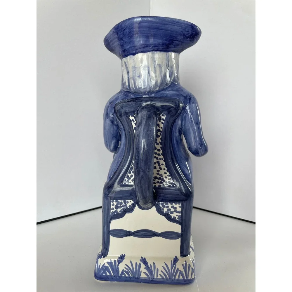 Antique Dutch Delft Blue White‎ Toby Jug Pitcher Figural Seated Man 18th C Style